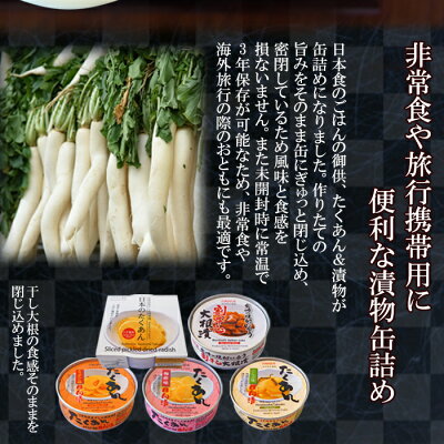 ごはんのおとも たくあん 漬物の缶詰め5種類10個お試しセット 道本食品 送料無料 ごはんのおとも たくあん 漬物の缶詰め5種類10個お試しセット 道本食品 送料無料