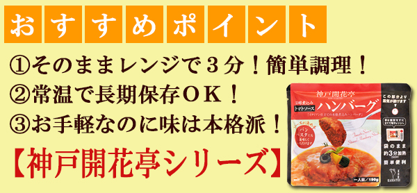 レトルト ハンバーグ 神戸開花亭 芳醇煮込みハンバーグ トマトソース 190ｇ - いきいき食堂